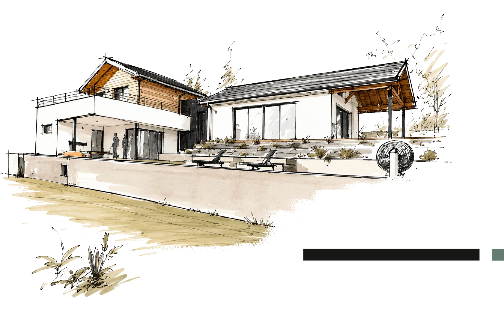 Esquisse architecturale d’une maison contemporaine